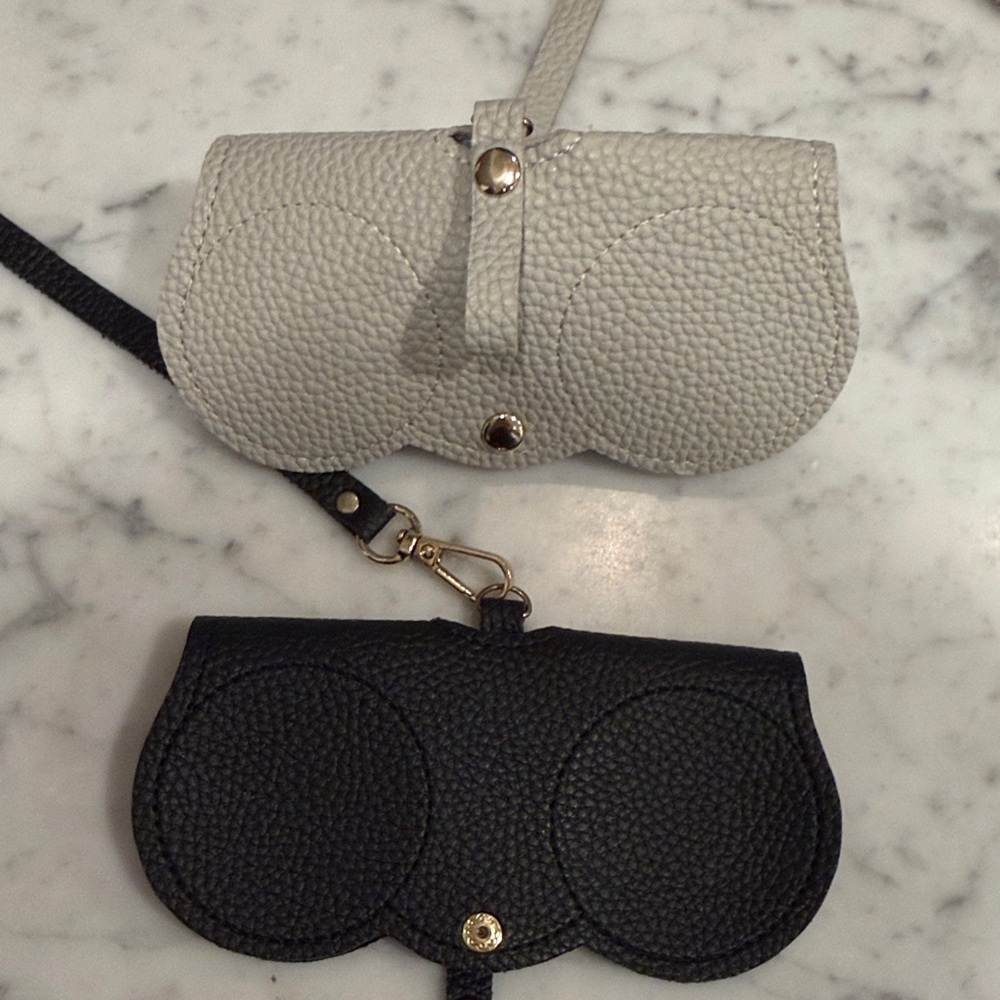 2 Leather Sunglasses Case  - Black and Light Gray